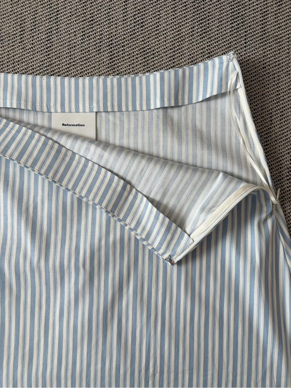 NEW Reformation Jordan Two Piece Skirt Set Cotton Calamari Stripe | US 4 UK 8 - Picture 12 of 14